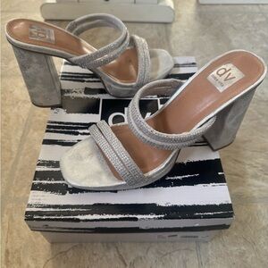 DV by Dolce Vita Metallic Silver Heeled Sandals